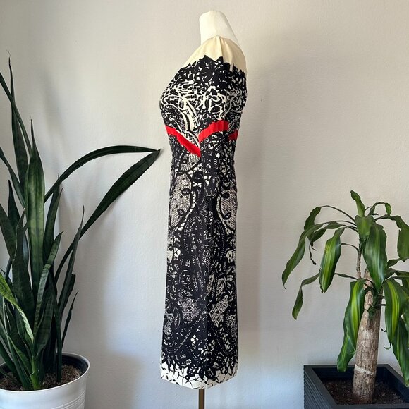 Prabal Gurung Lace Print Fall 2011 dress 6 Sarah Jessica Parker black/cream/red - Picture 5 of 16